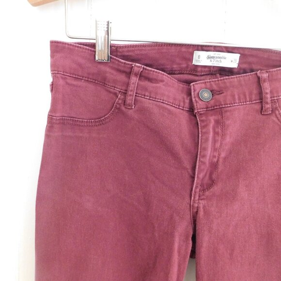 🦌 Abercrombie & Fitch Maroon Skinny Jeans Size 8 W29 - Picture 10 of 12